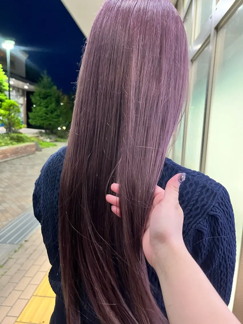 ロング カラー ブリーチ ケアブリーチ ラベンダーカラー ラベンダーピンク ピンクカラー 加藤 奈菜のヘアスタイル