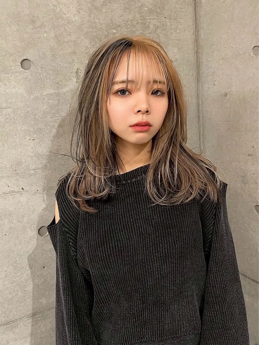 ミディアム カラー デザインカラー ハッシュカット/ハイ トーン/HIROKIのヘアスタイル