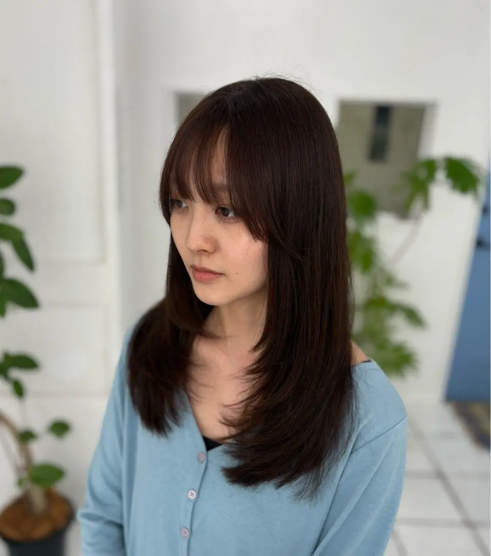 ロング レイヤーカット カット ヘアカラー トリートメント 阿部 渓太のヘアスタイル
