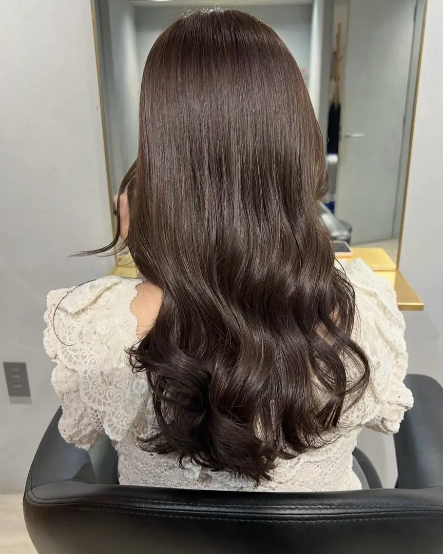 ロング カラー カット ヘアカラー トリートメント akane/オリーブ /ボブパーマのヘアスタイル