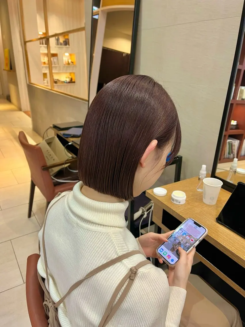 セミロング カット ヘアカラー トリートメント 🌸暖色カラー/ボブ 一色愛海🌸のヘアスタイル