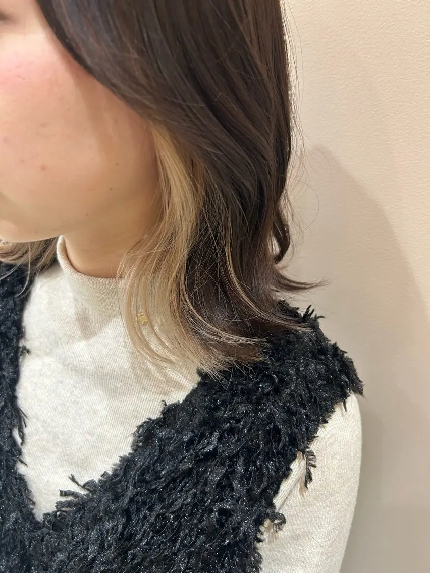 カラー ベージュカラー ブリーチ 河原 亜樹のヘアスタイル