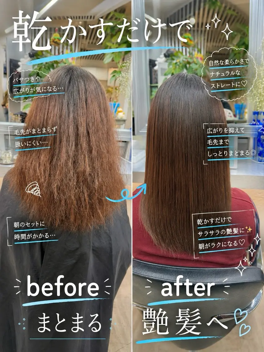 セミロング 縮毛矯正 トリートメント 乾かすだけでまとまる /髪質改善西村涼太のヘアスタイル