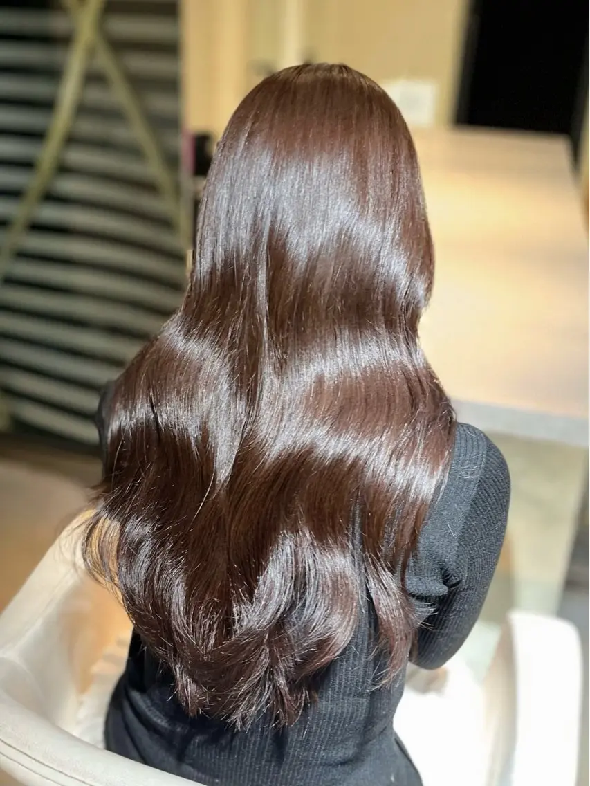 セミロング 小顔カット 縮毛矯正 トリートメント ヘアカラー トリートメント ♥️褒められ艶髪× 髪質改善/ゆず♥️のヘアスタイル