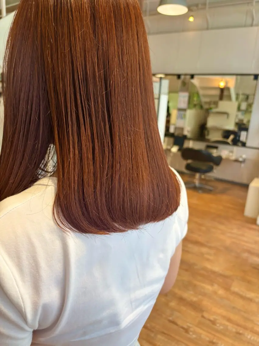 カラー ブラウンカラー オレンジ オレンジブラウン ヘアカラー トリートメント Hip's eyes meiのヘアスタイル