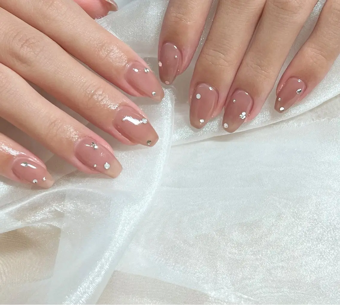 ネイル ワンカラーネイル ストーンネイル charmant nailのネイルデザイン