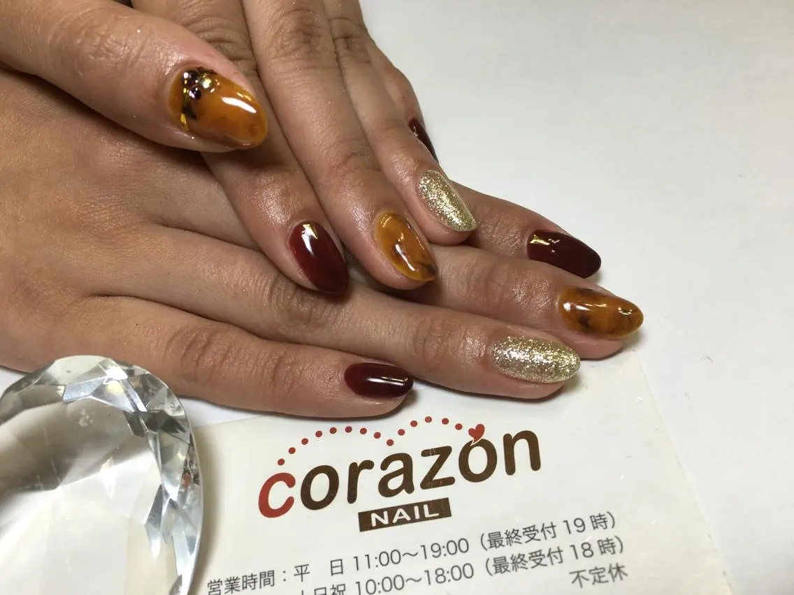 ネイル べっ甲ネイル ネイリスト aicoのネイルデザイン