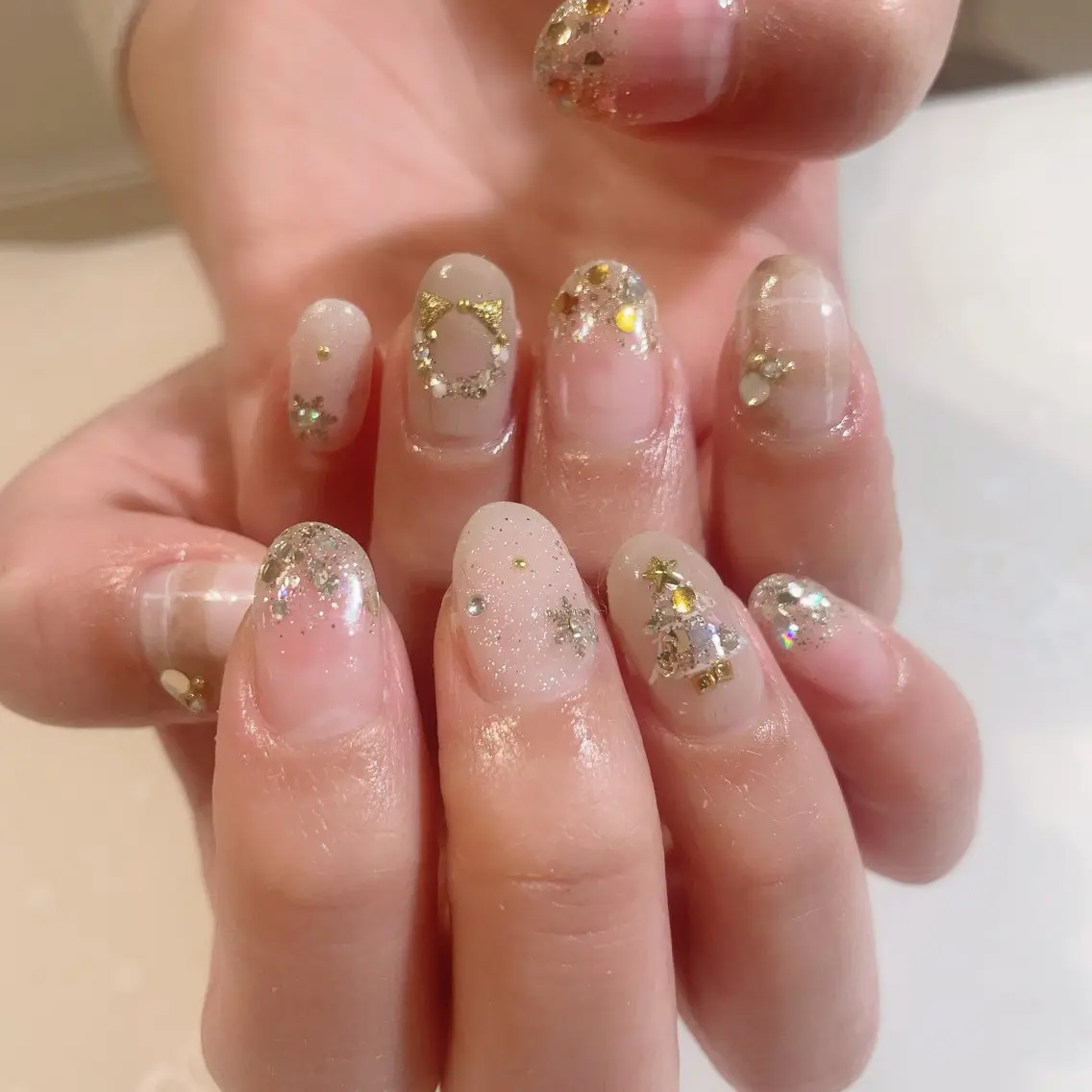 ネイル シンプルネイル 冬ネイル クリスマス ハンドネイル * haruのネイルデザイン