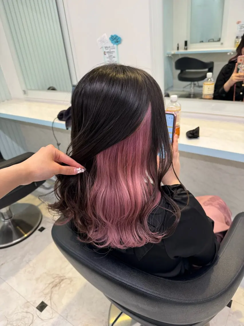 セミロング カラー ヘアカラー トリートメント ヘッドスパ ヘアセット 暖色🩷透明感カラー ♡Maika♡のヘアスタイル
