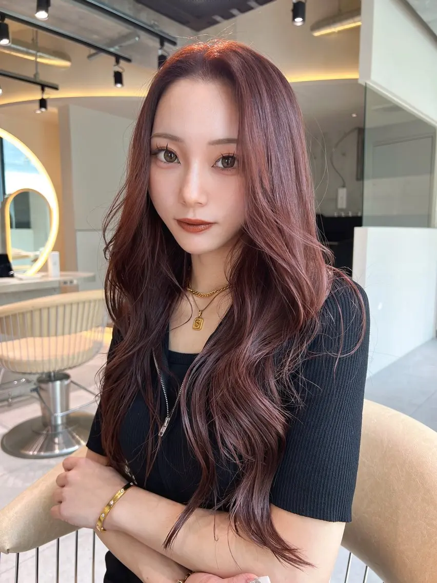 ロング ヘアカラー トリートメント 福岡縮毛矯正✨️ ストレート 向井和輝のヘアスタイル