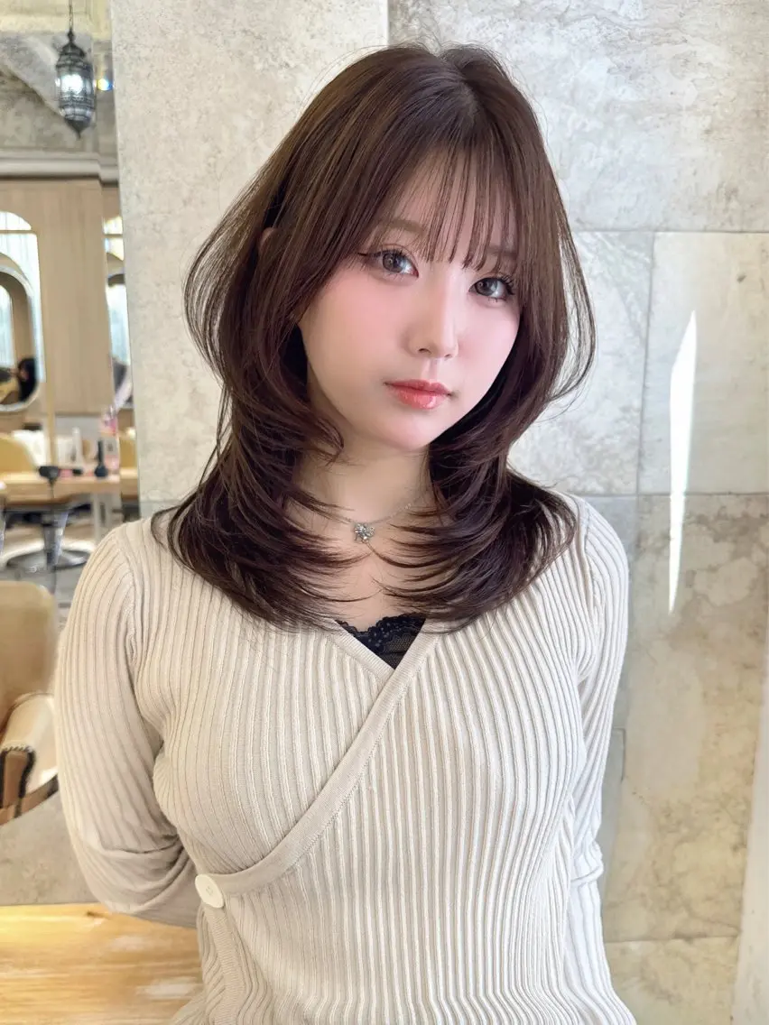 ミディアム カット ヘアカラー トリートメント 荻野 峻輔/レイヤー /ハッシュ/透明感のヘアスタイル