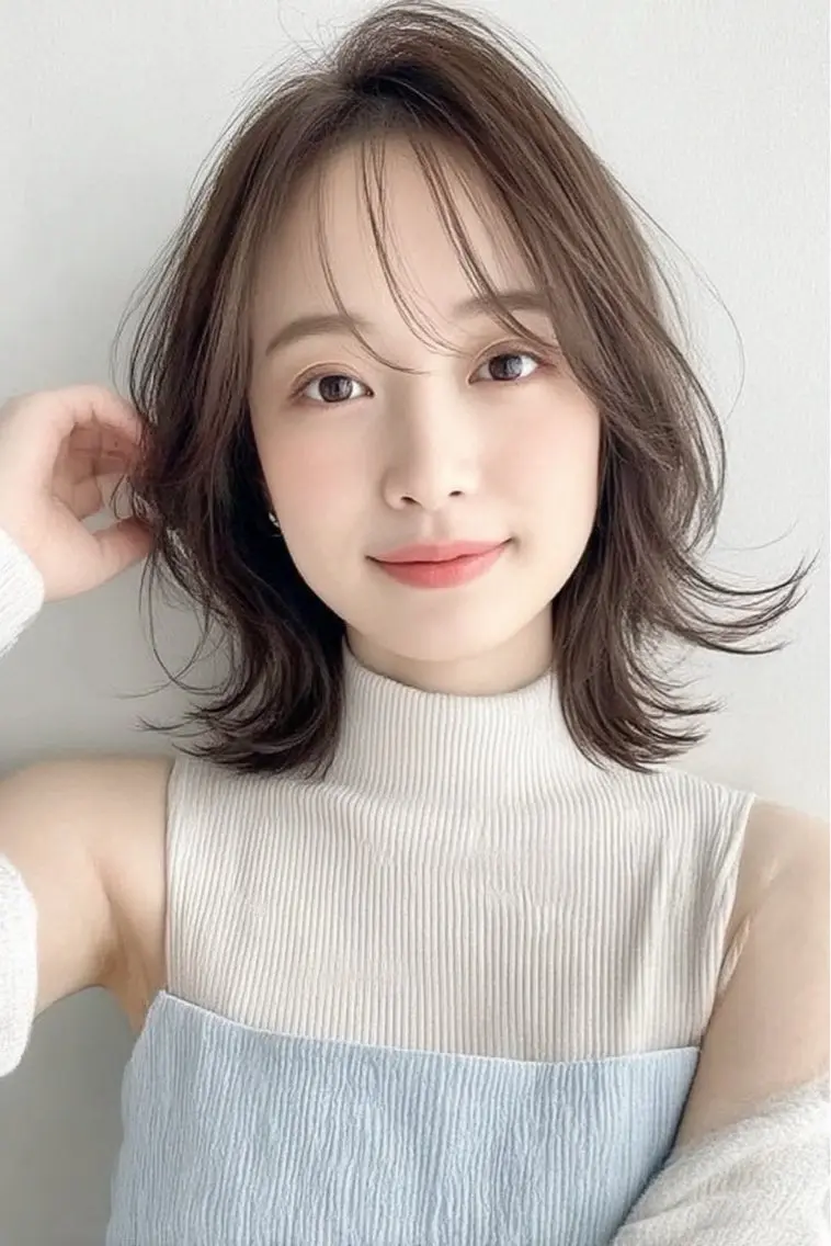 ミディアム カラー ヘアカラー 🍒モテ暖色カラー × うる艶✧ ゆなのヘアスタイル