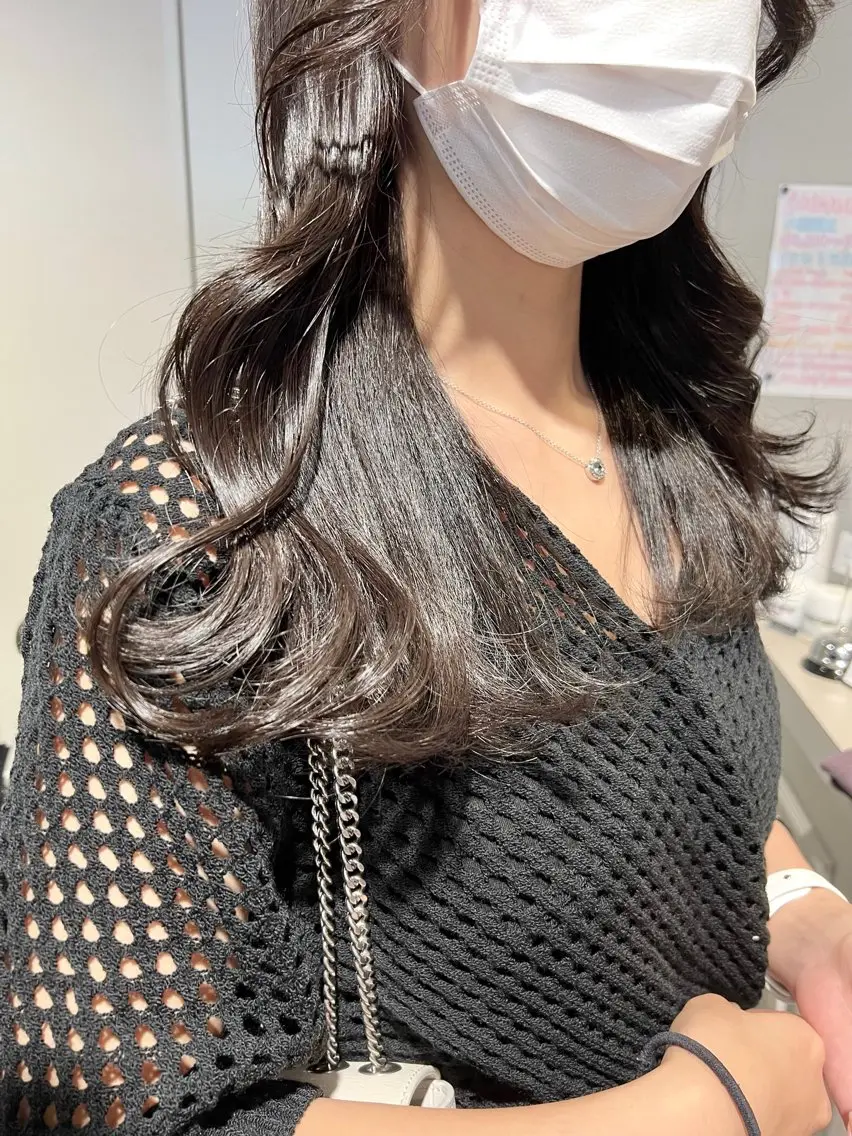 ロング カラー パーマ ヘアアレンジ メンズ キッズ 上品＆韓国風 🥀海心🥀のヘアスタイル