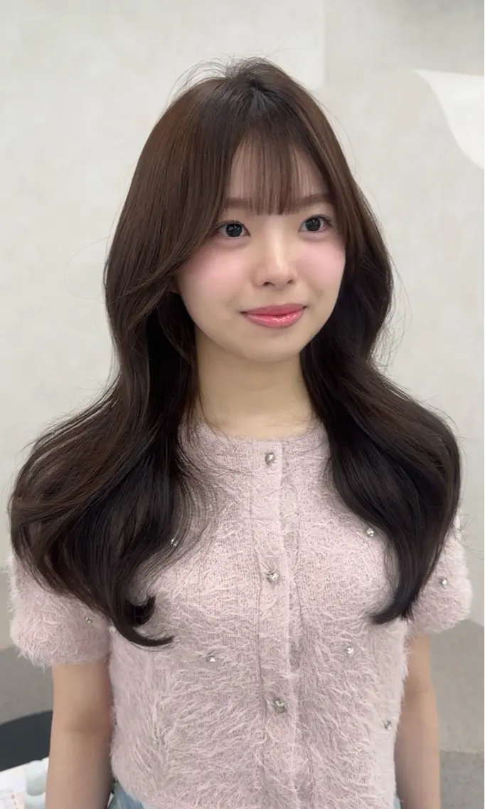 セミロング 韓国風カラー くびれヘア 顔まわりレイヤー 顔周りカット 韓国風ヘア カット ヘアカラー 韓国ヘア特化🇰🇷 心斎橋【ユリカ】のヘアスタイル