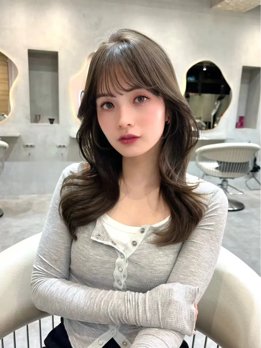 ロング カラー オリーブカラー 縮毛矯正/ 巻ける艶髪/吉田光佑のヘアスタイル