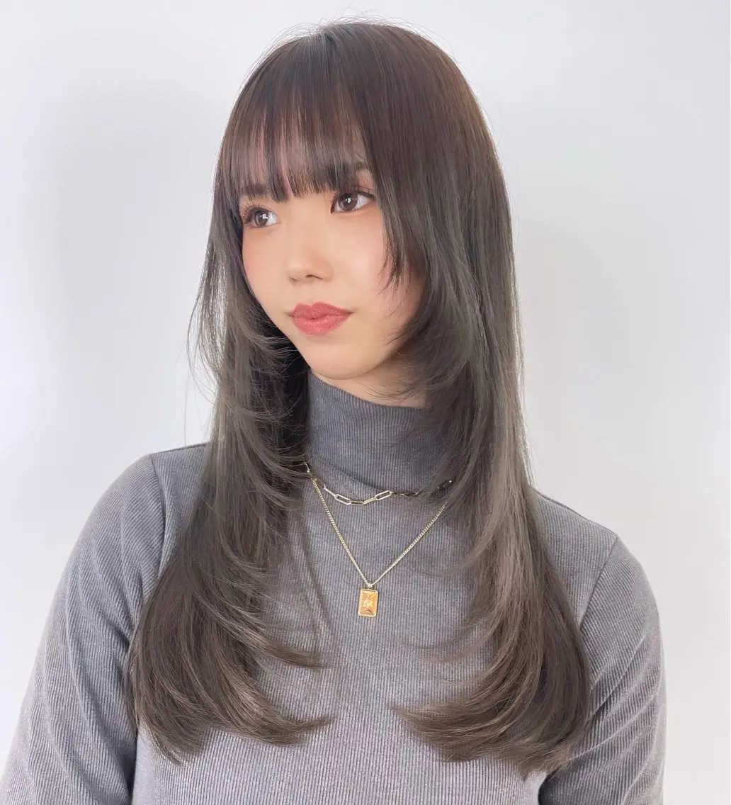 ロング ヘアカラー トリートメント 韓国×ワンホン 艶カラー/ハヅキ🎀のヘアスタイル