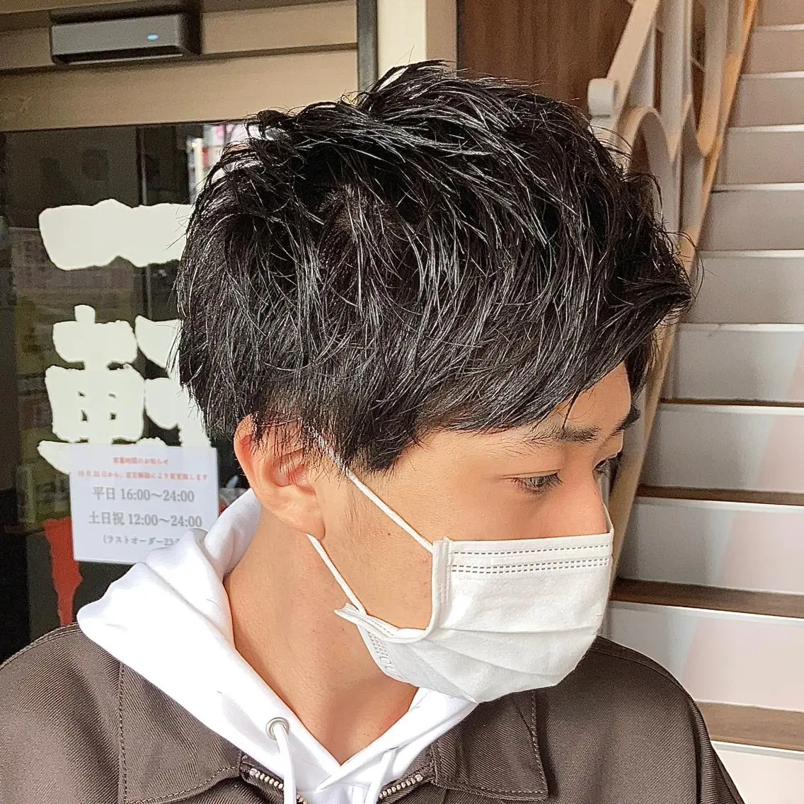 ショート メンズ 【ブリーチ無しW】 【暗髪&暖色系】圭真のヘアスタイル