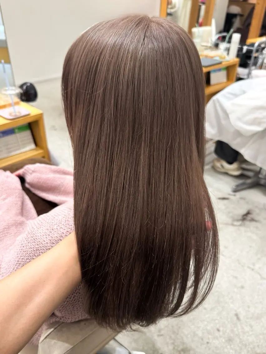 ロング カラー ブリーチ 透明感カラー ダブルカラー グレージュ ブリーチなしカラー カット ヘアカラー 中西 倖 美髪カラー /透明感カラーのヘアスタイル