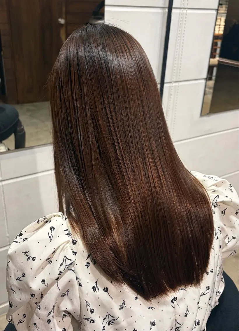 ロング 縮毛矯正 百々花 ワンカラー募集中🥀のヘアスタイル