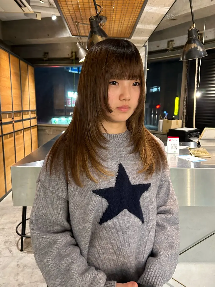 ロング カラー 姫カット レイヤーカット ワイドバング カット ヘアカラー 海外レイヤー /NAGISAのヘアスタイル