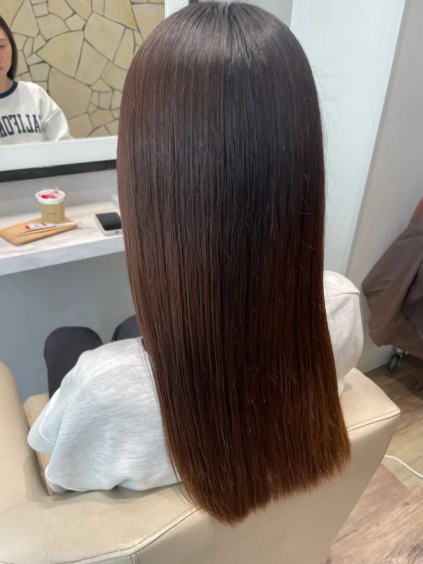 ロング パーマ 髪質改善 縮毛矯正 k-twoたき✨艶感 カラー/美髪矯正のヘアスタイル