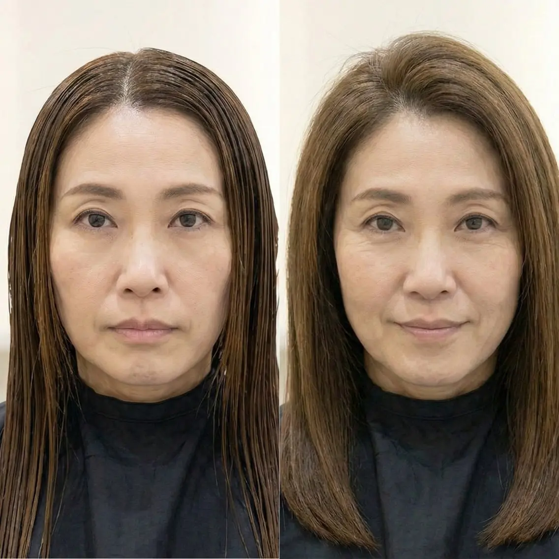 セミロング セミロングパーマ 韓国風ヘア 縮毛矯正 表参道根元ボリューム 縮毛矯正＆毛先カールのヘアスタイル