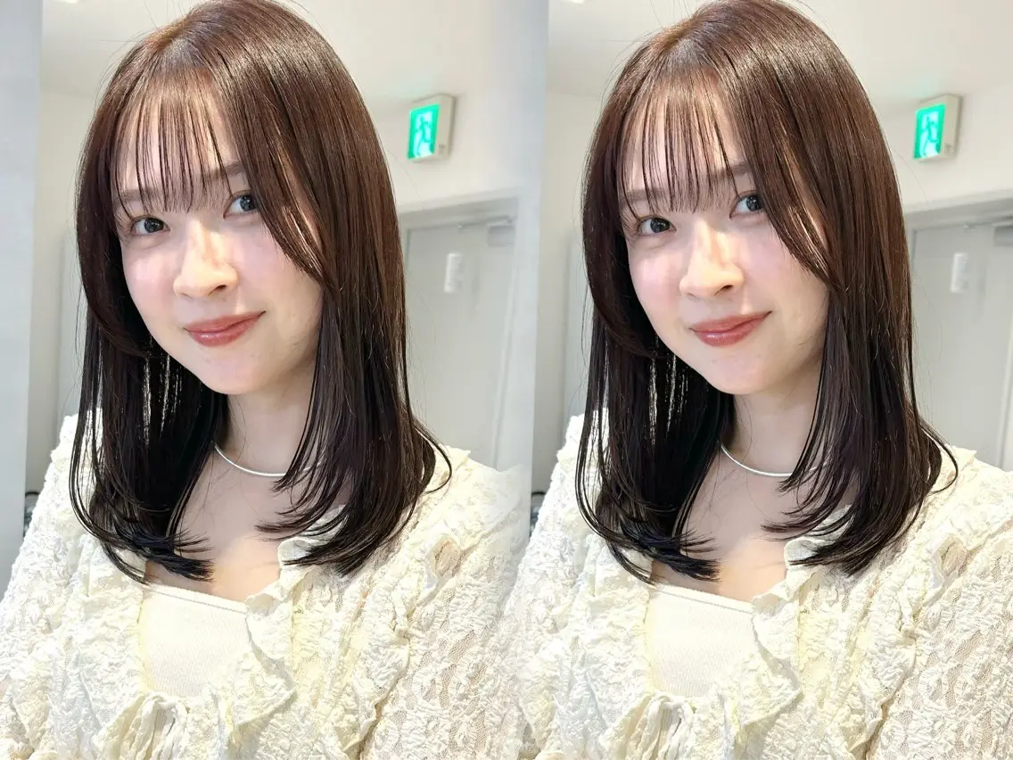ミディアム カラー ミディアムレイヤー レイヤーカット カット ヘアカラー 池袋/小顔レイヤー/ 顔まわり/taigaのヘアスタイル