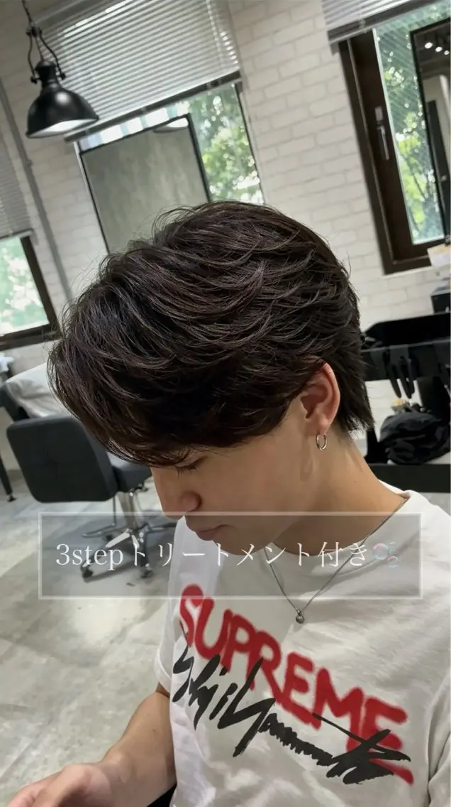 ミディアム カット パーマ ⚡️毛流れ/フェザー /パーマ Ren⚡️のヘアスタイル
