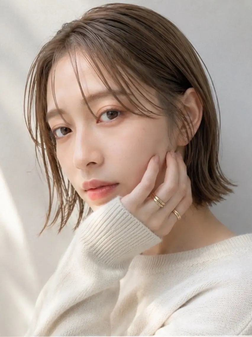 ショート 顔まわりレイヤー 顔周りカット 髪質改善 韓国風ヘア レイヤーカット カット ヘアカラー イチマル サトルのヘアスタイル