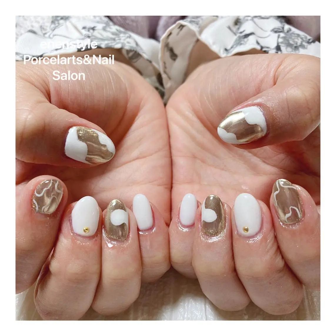 ミディアム ネイル ハンドネイル 🐾enen style 🐾のネイルデザイン