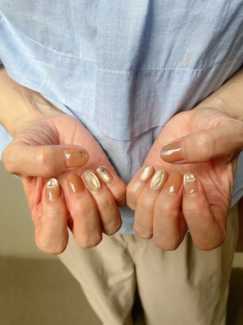 ネイル フットネイル ジェルネイル ハロウィン パラジェル 冬ネイル kiki nail &brow二子玉川のネイルデザイン