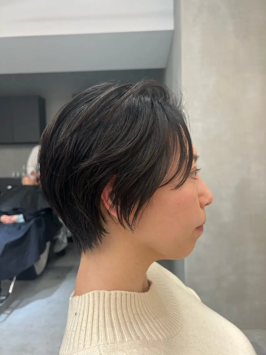 ショート 曲がる縮毛矯正 バレイヤージュ森田のヘアスタイル