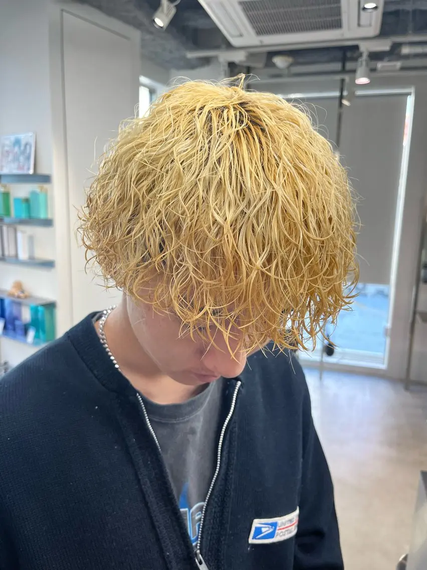 ミディアム パーマ メンズ ミディアムパーマ マッシュ メンズパーマ ツイストスパイラルパーマ 波巻きパーマ カット パーマ レディースショート 福岡天神メンズパーマのヘアスタイル