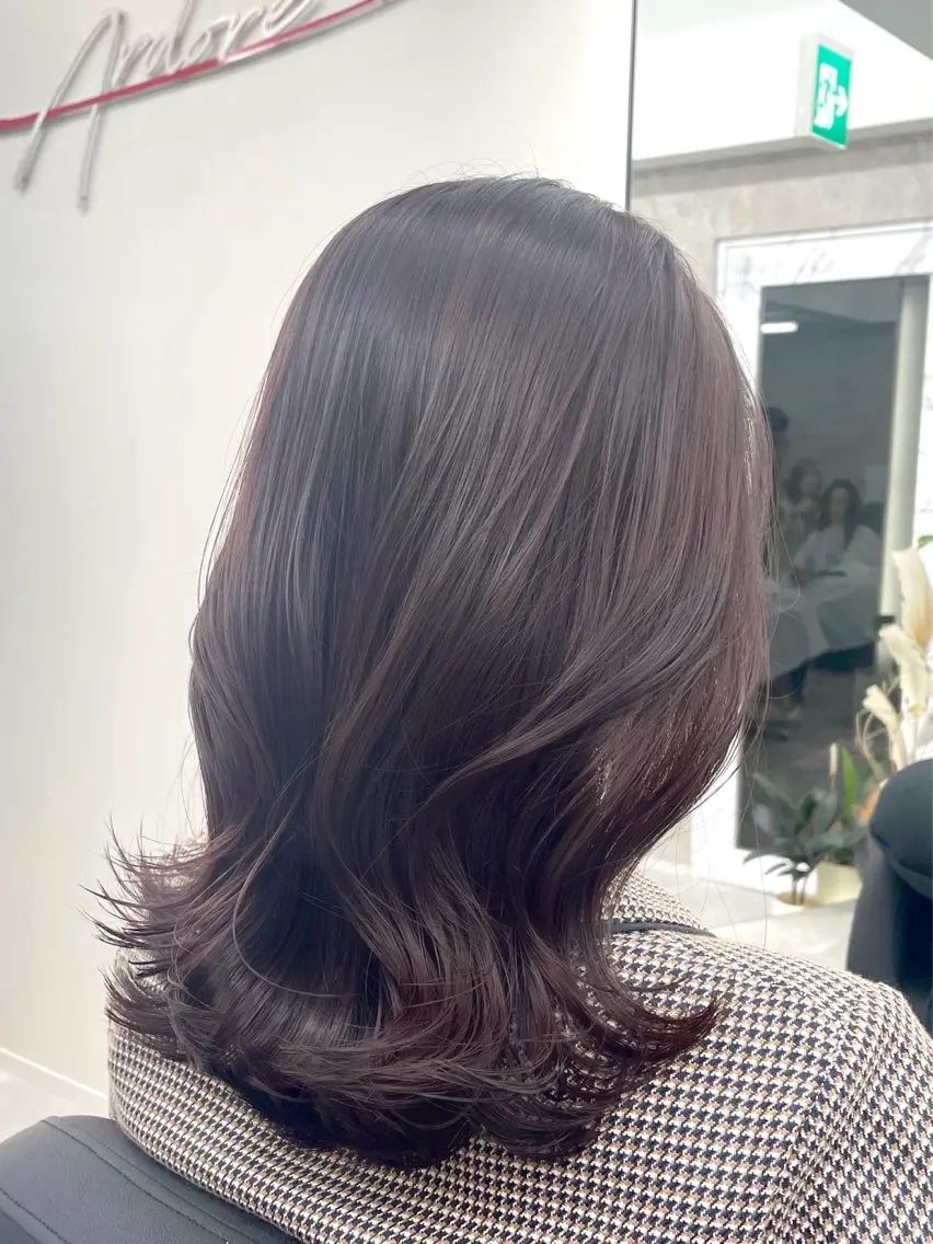 ミディアム カラー 心斎橋/ブリーチなし 髪質改善/レイヤーのヘアスタイル