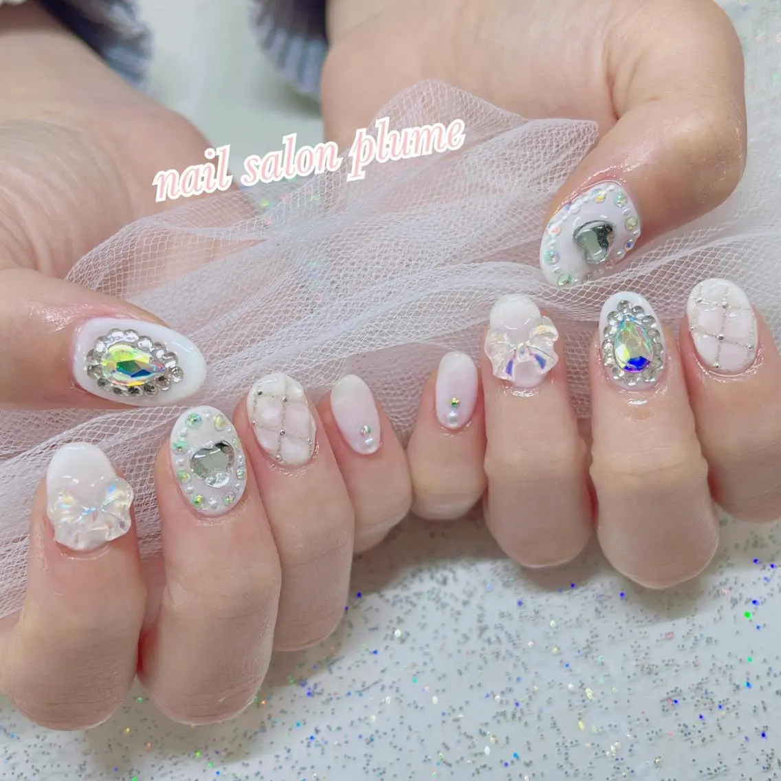 ネイル アートネイル オーロラネイル ハート キラキラネイル 韓国ネイル ハンドネイル plume nail ☆韓国ネイルのネイルデザイン