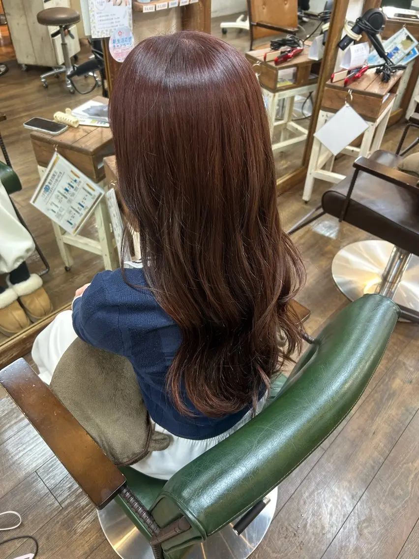 ロング カラー ブラウンカラー ピンクカラー ピンクブラウン 徳永　髪質改善 カラー🪄💫のヘアスタイル
