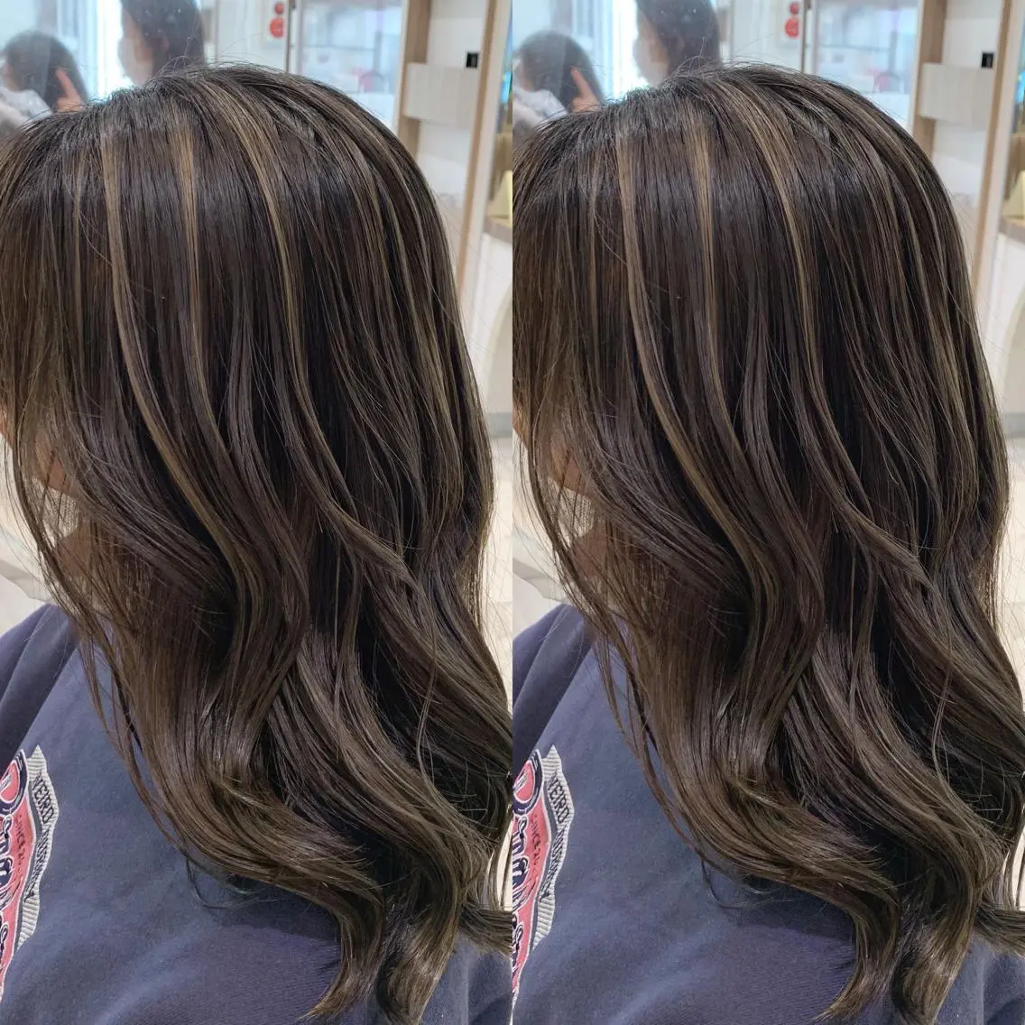セミロング カラー ヘアアレンジ 白髪ぼかしハイライト 茗荷谷駅徒歩2分のヘアスタイル