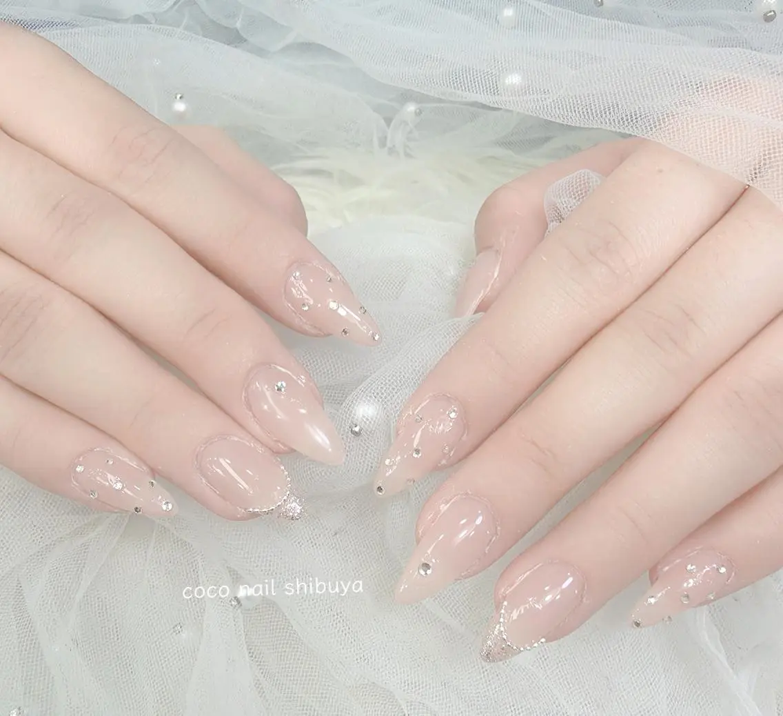 ネイル 成人式 大理石ネイル(マーブル) リボン 夏ネイル ネイルチップ ハンドネイル Min Coco nailのネイルデザイン