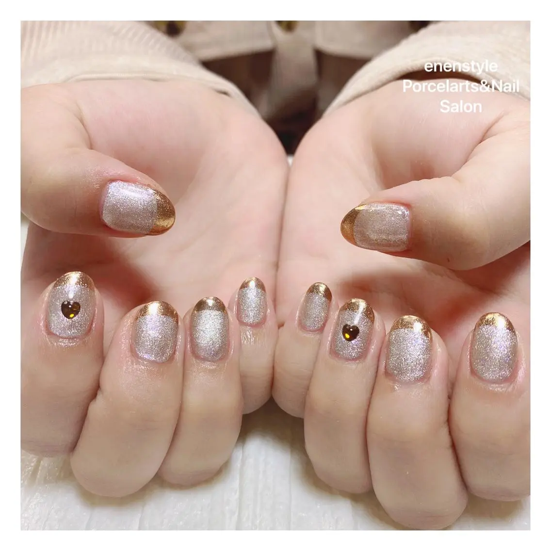 ミディアム ネイル ハンドネイル 🐾enen style 🐾のネイルデザイン