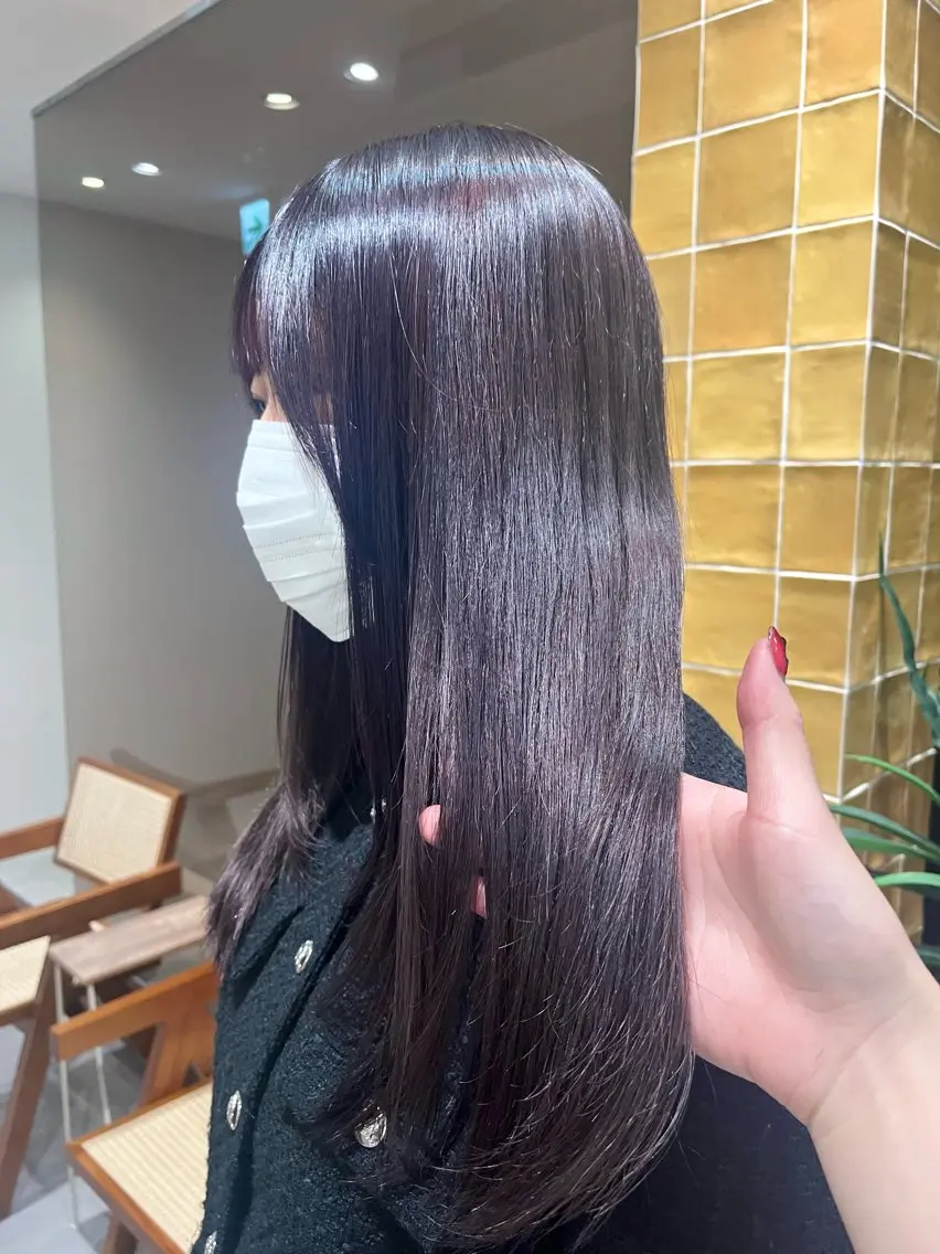 ロング カラー ブリーチ 透明感カラー ディープラベンダー グレージュ ラベンダーカラー ヘアカラー トリートメント レイヤー🩵透明感 ೀユイ🌙のヘアスタイル