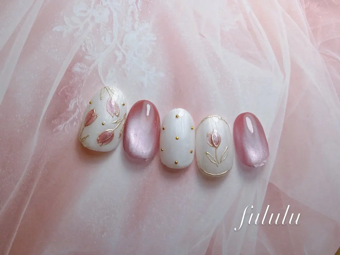ネイル フラワーネイル ネイルチップ ブライダルネイル Fululu nailのネイルデザイン