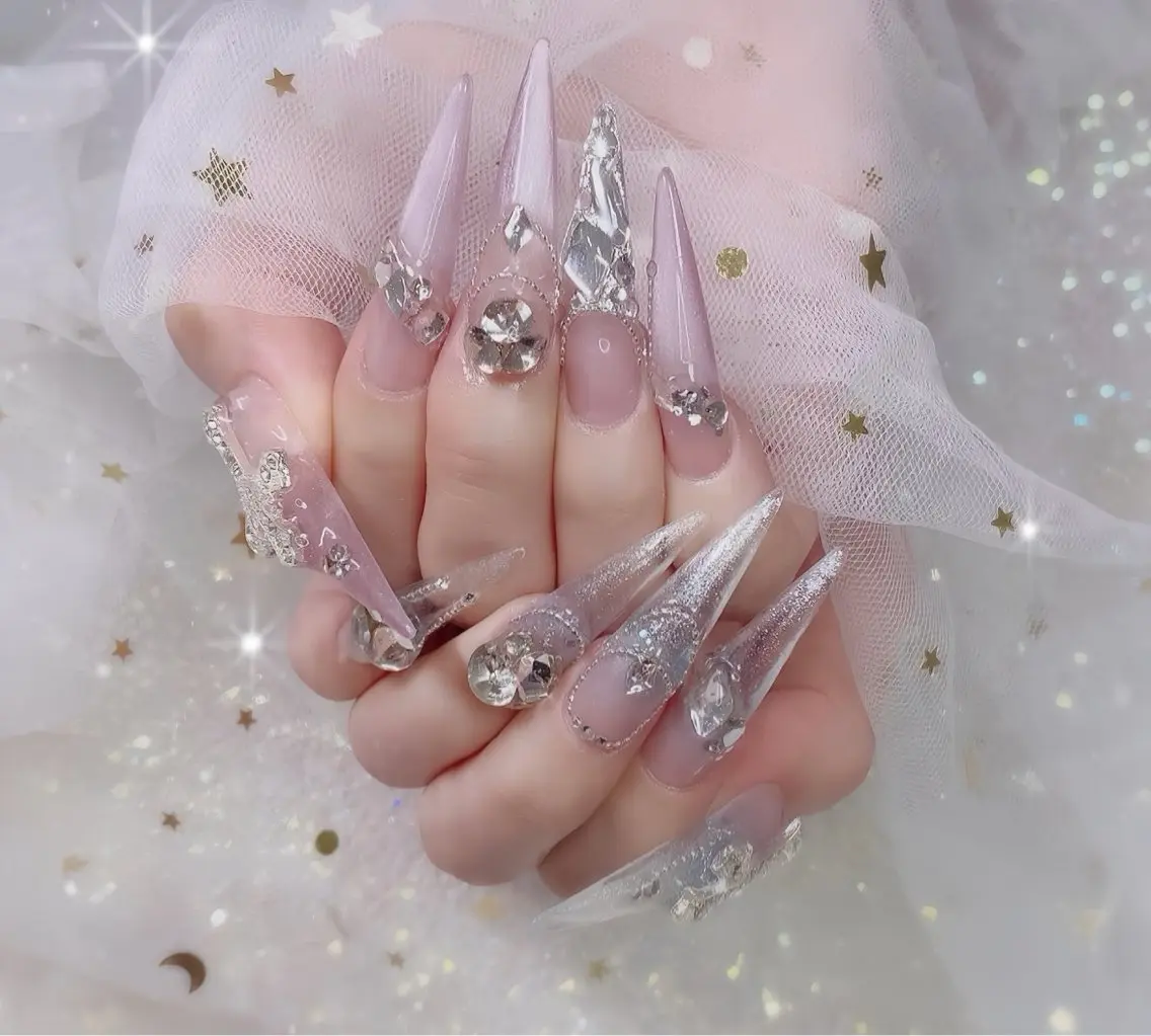 ネイル オーロラネイル ブルー フットネイル ジェルネイル 氷ネイル・うるうるネイル ハンドネイル Rin Nail 新大久保店のネイルデザイン