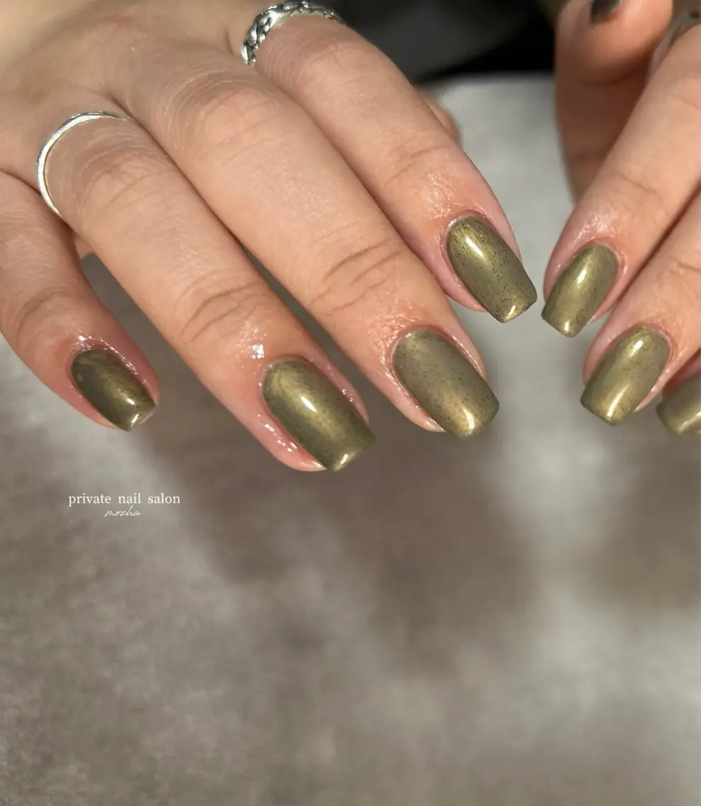 ネイル カジュアル フレンチネイル マグネットネイル ミラーネイル ニュアンスネイル ハンドネイル mocha nailのネイルデザイン