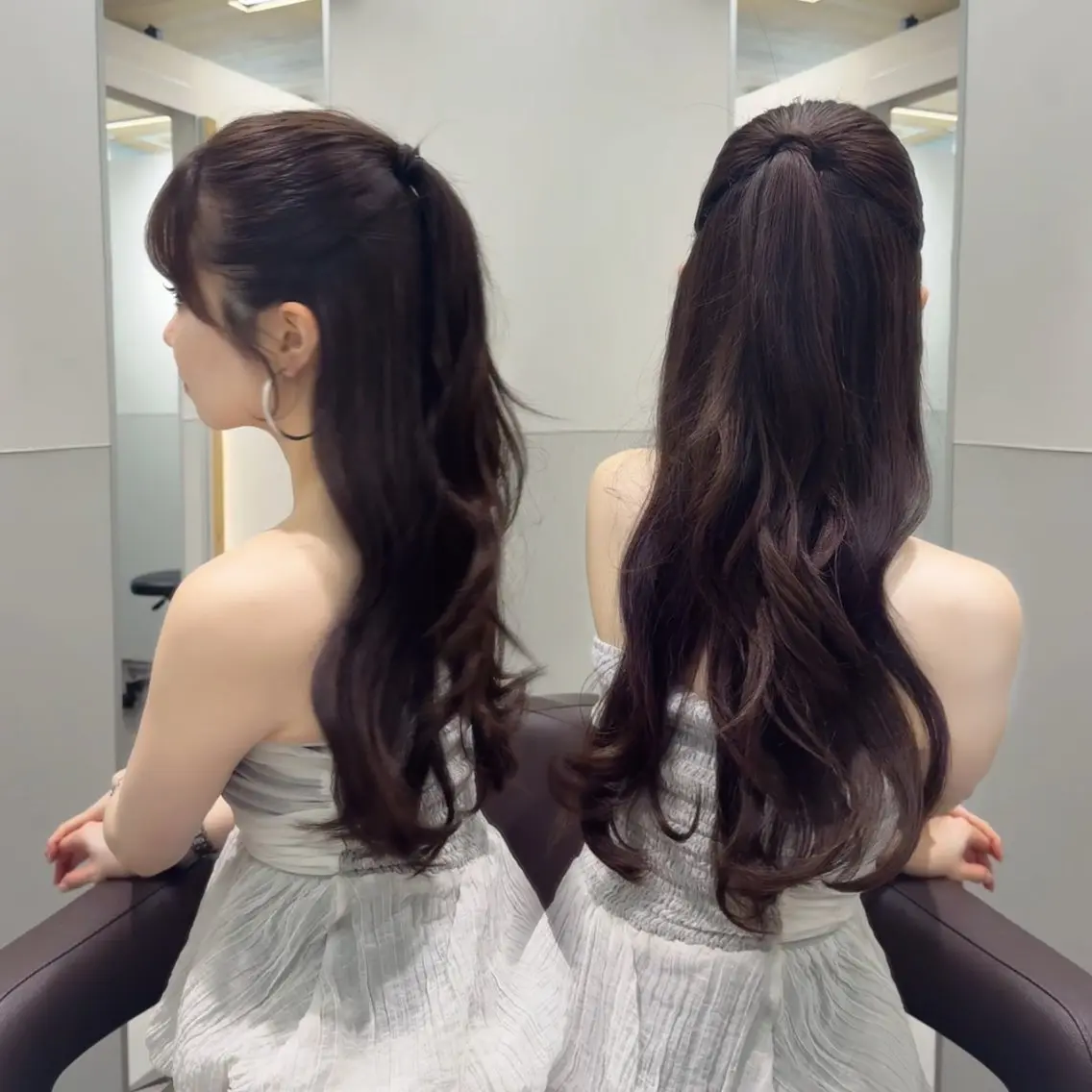 ロング カラー グレージュ ラベンダーカラー ラベンダーグレージュ ラベンダーグレー トリートメント 四宮 ユウカのヘアスタイル
