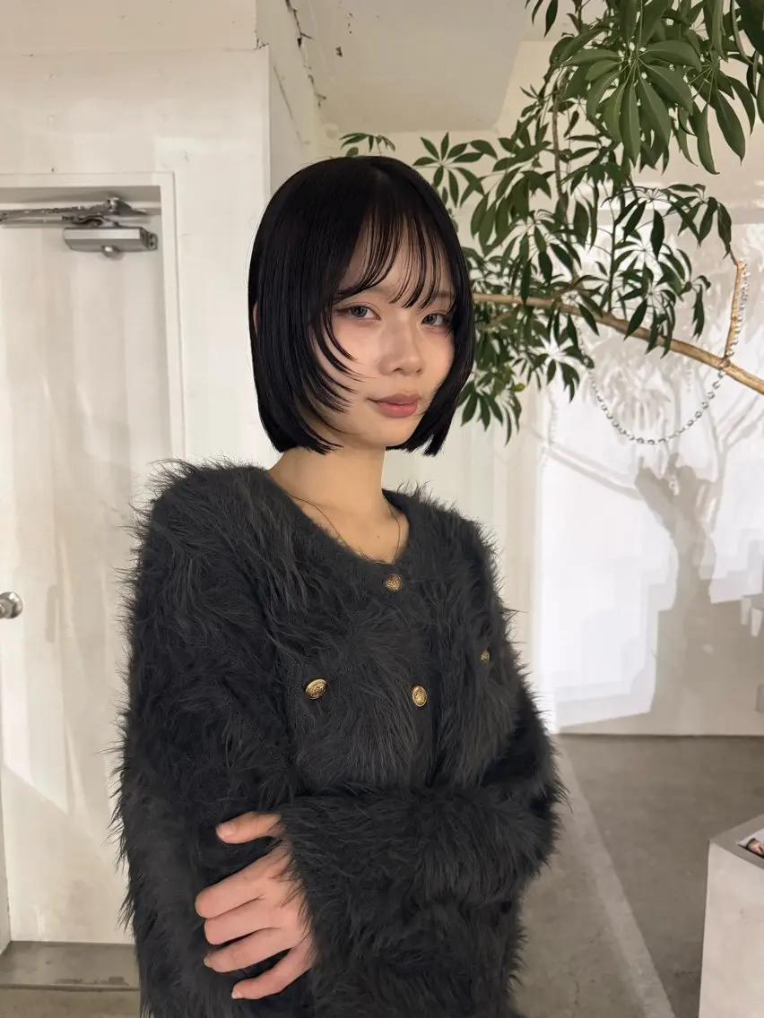 ミディアム ボブレイヤー ボブ 顔まわりレイヤー 顔周りカット レイヤーカット 松原 千代のヘアスタイル