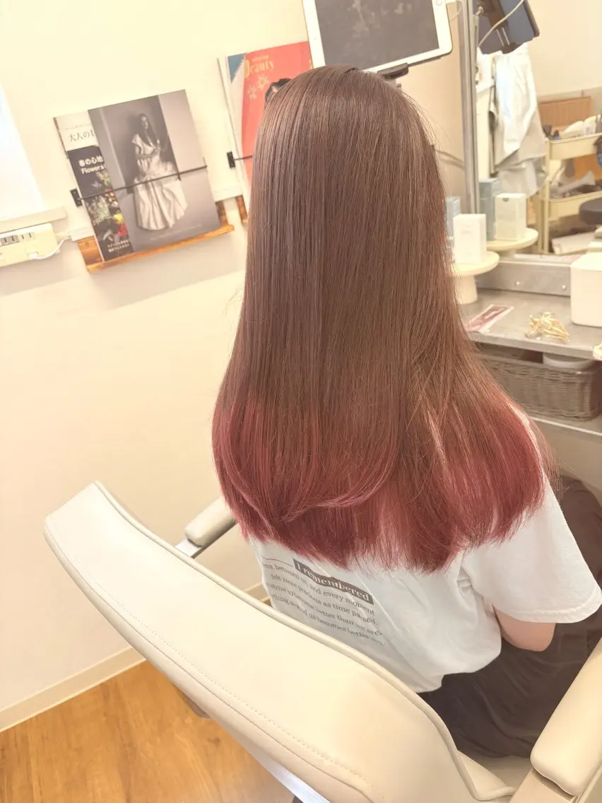 ロング カラー ハイトーンカラー ピンクカラー hair  id. 【key】のヘアスタイル