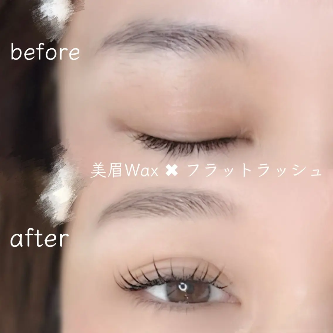 【眉×まつエクset】🦋アイブロウワックス(メイク込み)✖︎フラットラッシュ100本(オフ込み)の写真