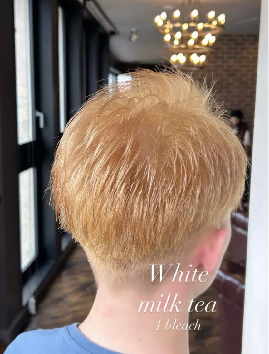 ショート カラー パーマ ヘアアレンジ メンズ ヘアカラー トリートメント Rina🌷 ダメージレスカラーのヘアスタイル