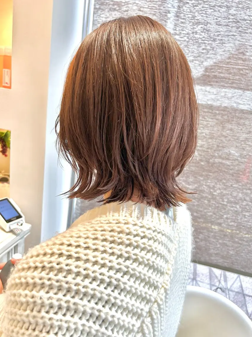 ミディアム カラー ベージュカラー ボブ くびれヘア 篠原 大稀のヘアスタイル