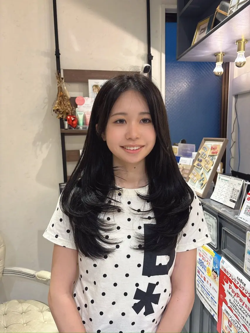 ロング カラー レイヤーカット カット ヘアカラー トリートメント 河野穂香 /パーマモデル募集中のヘアスタイル